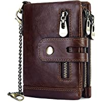 Cartera Hombre Monedero de Cuero con RFID Bloqueo Billetera Piel Hombre y Monedero con Cremallera- Billeteras Bifold…